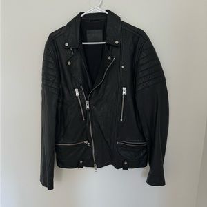 Good Condition AllSaints Black Biker Leather Men Size Large